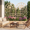Wooden raised garden bed with trellis, 71" outdoor planter box for climbing plants, featuring a stylish rounded roof.