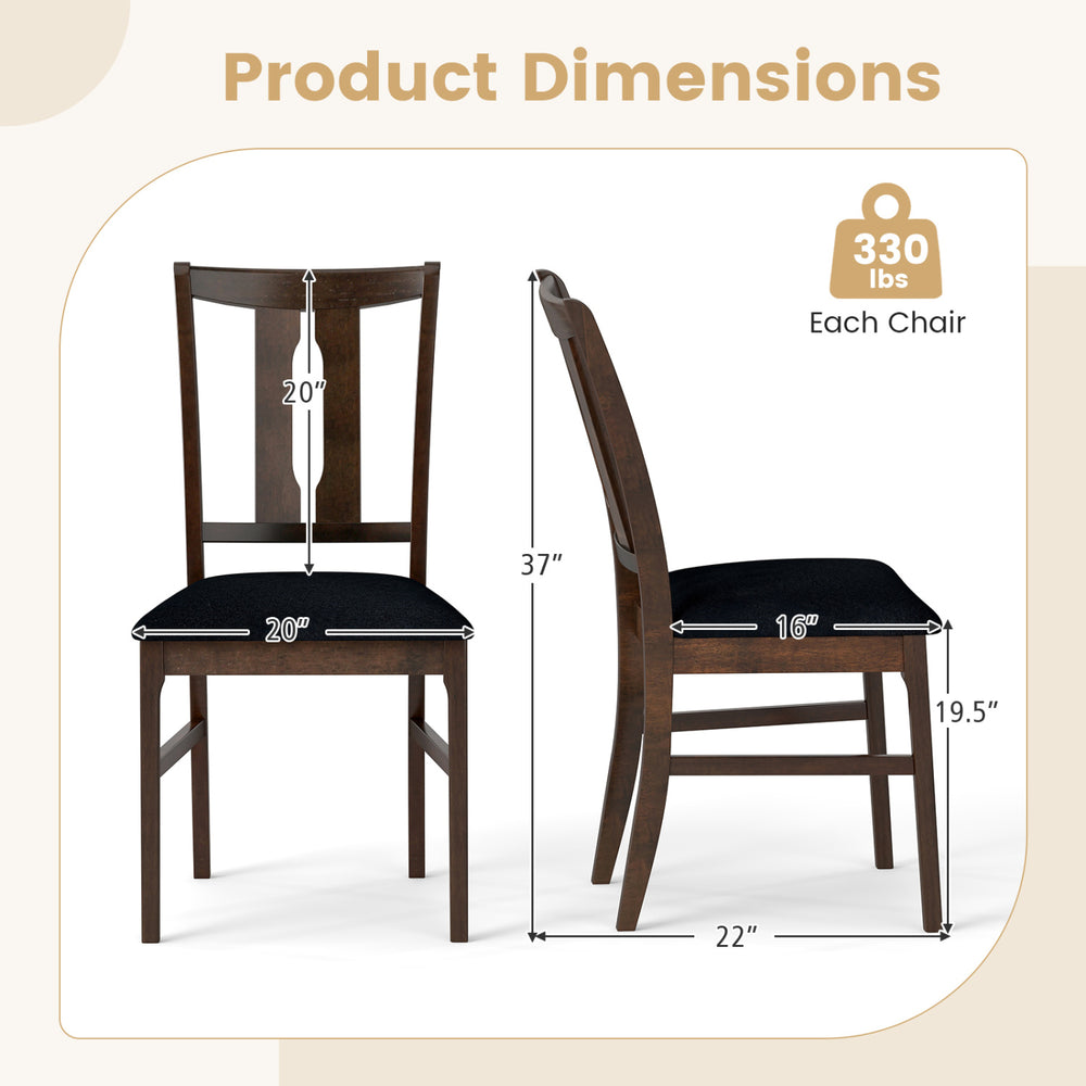 Set of 2 wooden upholstered dining chairs with high curved back, walnut finish, ergonomic design, for stylish dining.
