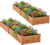 Set of 2 wooden raised garden beds made of solid fir wood, ideal for planting flowers and vegetables in outdoor spaces.