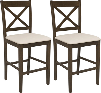 Costway Set of 2 X-Back Upholstered Cushioned Bar Stools 43086259 New