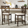 Set of 2 brown X-back bar stools with upholstered cushioned seats, ideal for kitchen islands or home bars.