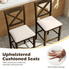 Set of 2 X-Back bar stools with upholstered cushioned seats, featuring solid rubber wood and ergonomic support for.