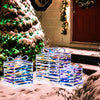 Set of 3 lighted Christmas gift boxes with bows, featuring 90 LED lights, for festive outdoor decoration.