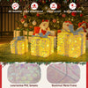 Set of 3 Christmas lighted gift boxes with 90 LED lights, waterproof sequins, and festive bows for holiday decoration.