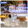 Set of 3 lighted Christmas gift boxes with bows, featuring 90 LED lights for festive indoor and outdoor decoration.