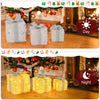 Set of 3 lighted Christmas gift boxes displaying shimmering PVC sequins and bows, ideal for enhancing festive decor day.