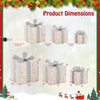 Set of 3 Christmas lighted gift boxes with bows, featuring 90 LED lights, dimensions 10"x10", 8"x8", and 6"x6".