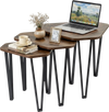 Single nesting coffee table from the set features a rustic brown engineered wood top and a sturdy metal frame for versatile use.