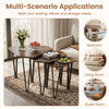 Set of 3 nesting coffee tables with engineered wood top and metal frame in rustic brown for versatile living room use.