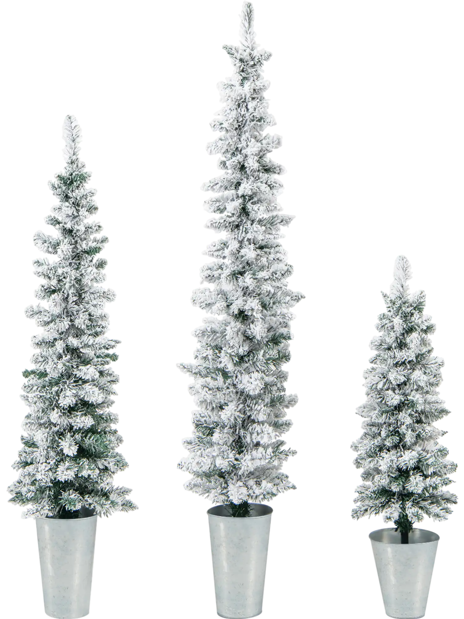 Costway Set of 3 Potted Snow-Flocked Artificial Christmas Trees 78123546 New