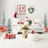 Set of 3 snow-flocked artificial Christmas trees in metal buckets, perfect for festive corner decorations.