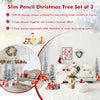Set of 3 potted artificial Christmas trees with snowy flocked tips, perfect for small spaces and versatile decorating.