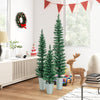 Set of 3 potted artificial Christmas trees in silver metal buckets, perfect for festive home or office decoration.