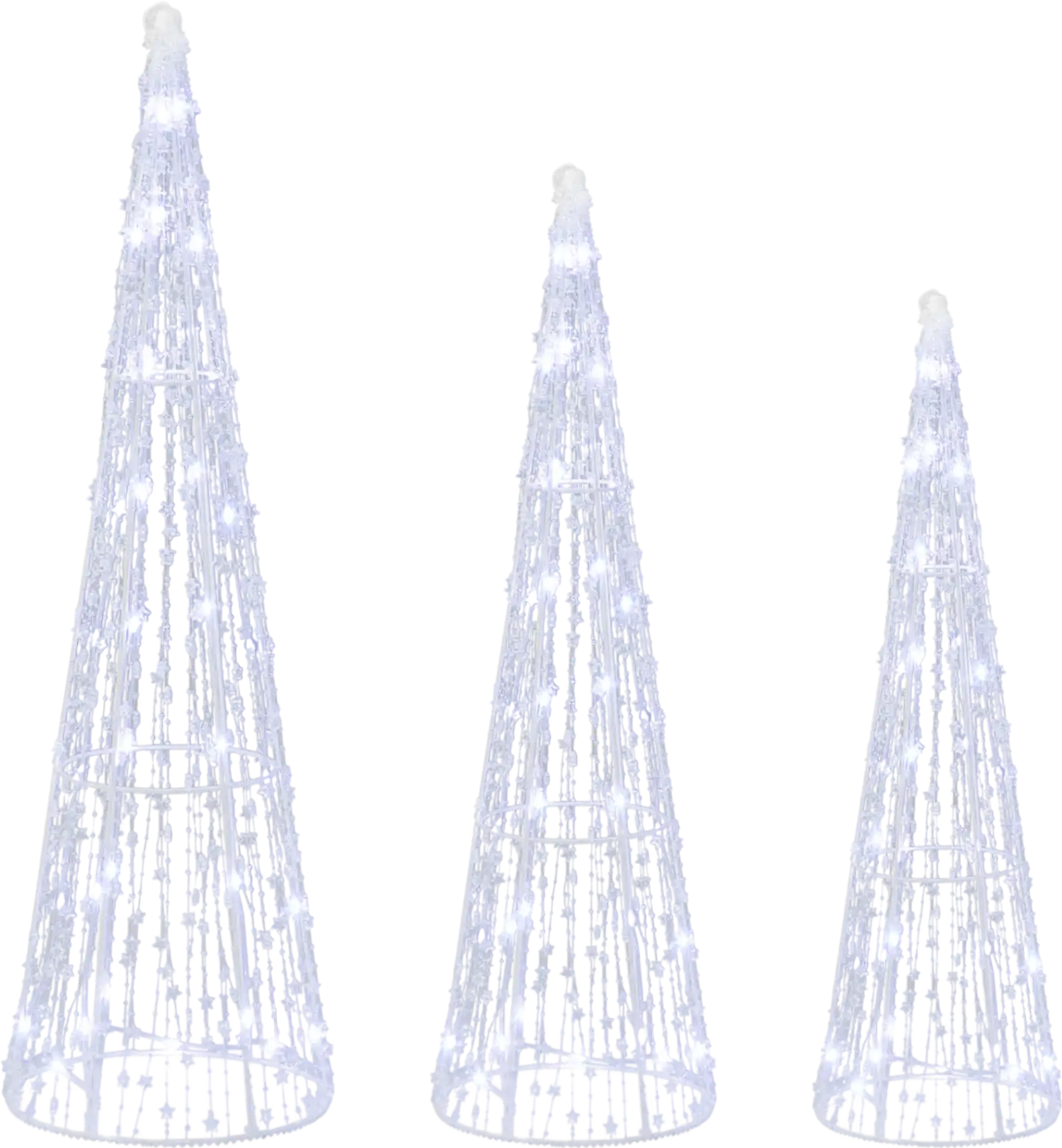 Costway Set of 3 Pre-Lit Christmas Cone Trees with Star String Lights 82742078 New