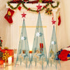 Set of 3 tower-shaped Christmas trees in metal, featuring removable star toppers and festive reindeer designs for.