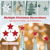 Set of three tower-shaped Christmas trees, 3ft to 4ft, with removable star toppers and festive metal decorations.