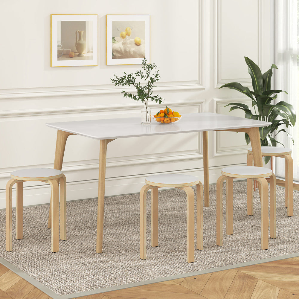 Set of 4 18 Inch Stackable Bentwood Dining Chairs with Round Top-White - Gallery View 1 of 9