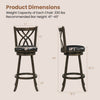 Set of 4 gray 29" counter height bar stools with rubber wood frame, featuring a padded seat and ergonomic backrest for comfort.