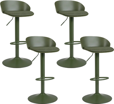 Costway Set of 4 Adjustable Swivel Bar Stools w/ Back Footrest 330 lbs 25958277 New