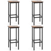 Set of 4 rustic brown bar stools with metal legs, 26-inch height, ideal for pub or kitchen use.