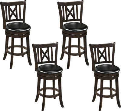 Costway Set of 4 Swivel Bar Stools Hollow Back Footrest 10766314 New