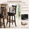 Set of 4 swivel bar stools with breathable leathaire upholstery and thick padding for comfortable seating in any space.