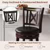 Swivel bar chair with hollowed backrest and footrest, featuring breathable upholstery for kitchen and dining room use.