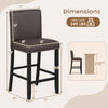 Brown bar stool with backrest, 25.5" high seat, PVC leather, and non-slip pads, perfect for kitchen islands and bars.