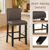 Brown bar stool with backrest, padded seat, and rivet design, ideal for kitchen islands and dining areas.
