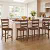 Set of 4 Counter Height Bar Stools with Rubber Wood Frame for Home Dining Room - Gallery View 1 of 7