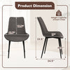 Dimensions of gray upholstered dining chair with metal legs, ergonomic backrest, and weight capacity of 330 lbs.