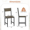Dimensions of gray dining chair with slanted back, metal legs, and 330 lbs weight capacity for stable seating.