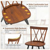 Set of 4 dark brown dining chairs with rubber wood frame, featuring ergonomic curved backrest for comfortable seating.