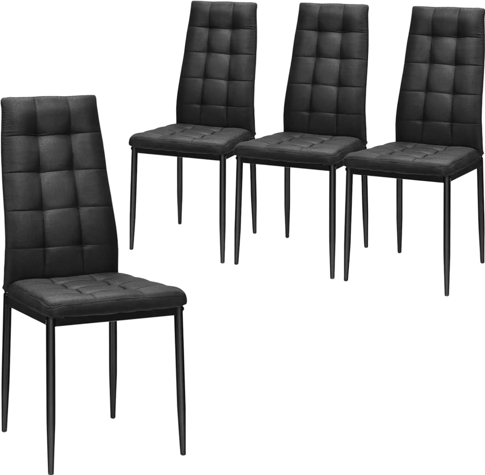 Set of 4 Fabric Dining Chairs Set with Upholstered Cushion and High Back