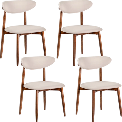 Costway Set of 4 Fabric Upholstered Dining Chairs Curved Back 20345014 New