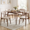 Set of 4 Fabric Upholstered Dining Chairs with Curved Backs-Beige - Gallery View 1 of 6