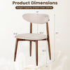 Beige fabric upholstered dining chair with curved back, solid rubber wood legs, dimensions 21.5" x 18.5" x 32" for comfort.