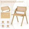 Foldable dining chair with a woven rattan backrest, sturdy rubber wood frame, and excellent breathability for comfort.