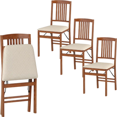 Costway Set of 4 Foldable Upholstered Kitchen Dining Chairs Padded Seat 10750543 New