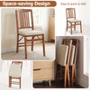Foldable upholstered kitchen chair set in beige with padded seats, showcasing space-saving design for easy storage.
