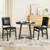 Set of 4 black folding dining chairs with padded seats and high backrests, perfect for versatile dining spaces.