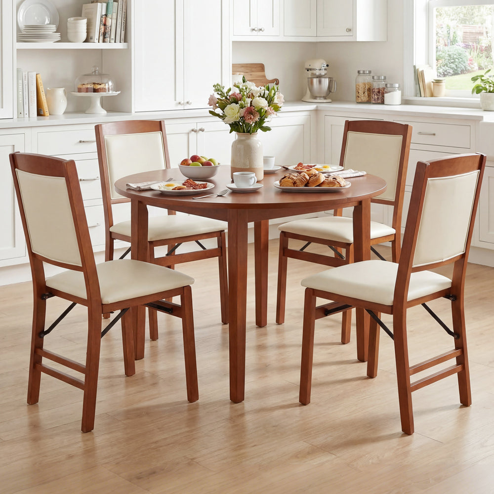 Set of 4 Folding Dining Chairs with Padded Seat and High Backrest-Walnut - Gallery View 1 of 9