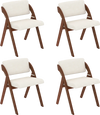Set of 4 folding kitchen dining chairs with rubber wood legs in walnut finish and cream upholstery for versatile.