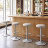 Set of 4 gray kitchen bar stools with height adjustment, padded seats, and D-shaped footrests for versatile use.