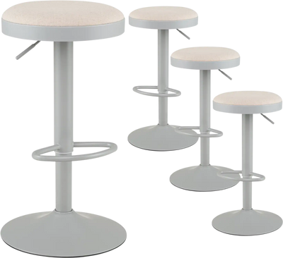 Costway Set of 4 Adjustable Kitchen Bar Stools Padded Seat D-Shaped Footrest 27430087 New