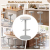 Gray kitchen bar stool with height adjustment, padded seat, and D-shaped footrest, ideal for dining rooms or bars.