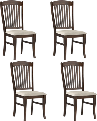 Costway Set of 4 Kitchen Dining Side Chairs Padded Seat Rubber Wood Frame 80225723 New