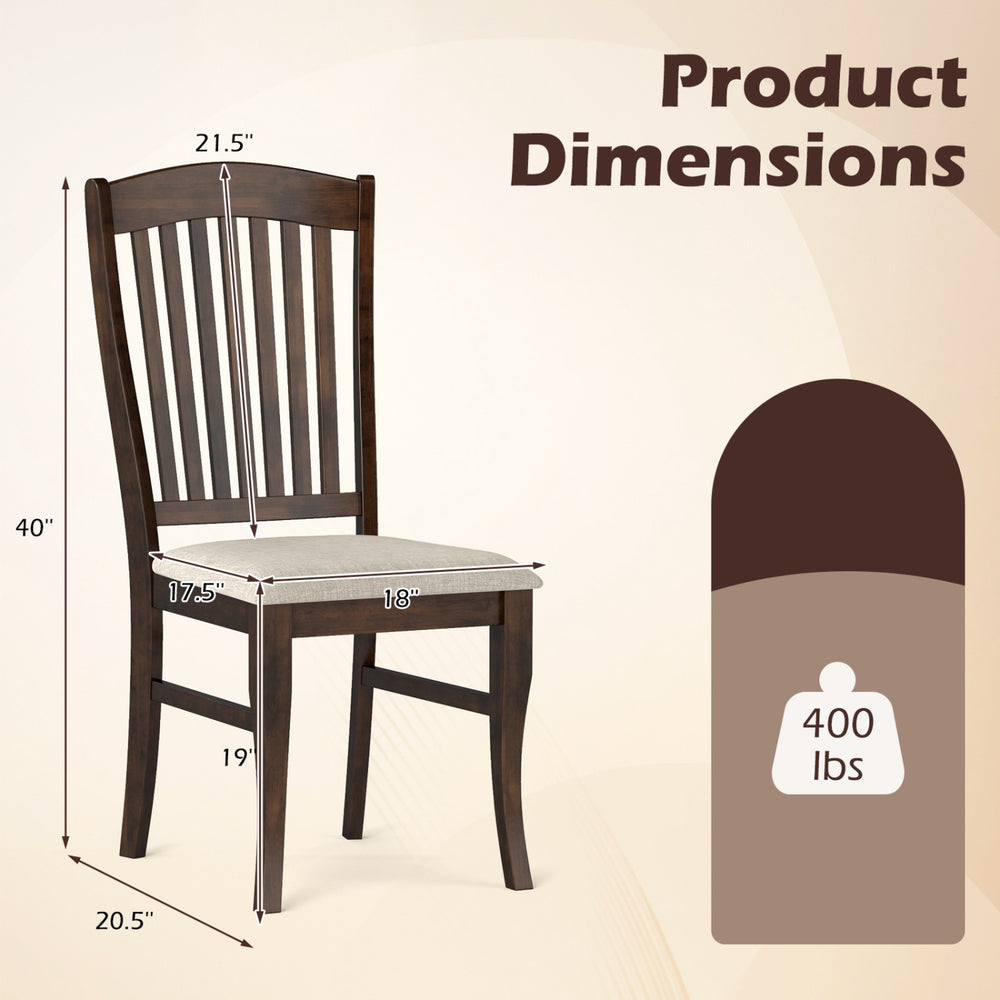 Brown kitchen side chair with rubber wood frame, comfy padded seat, and ergonomic high backrest for versatile use.