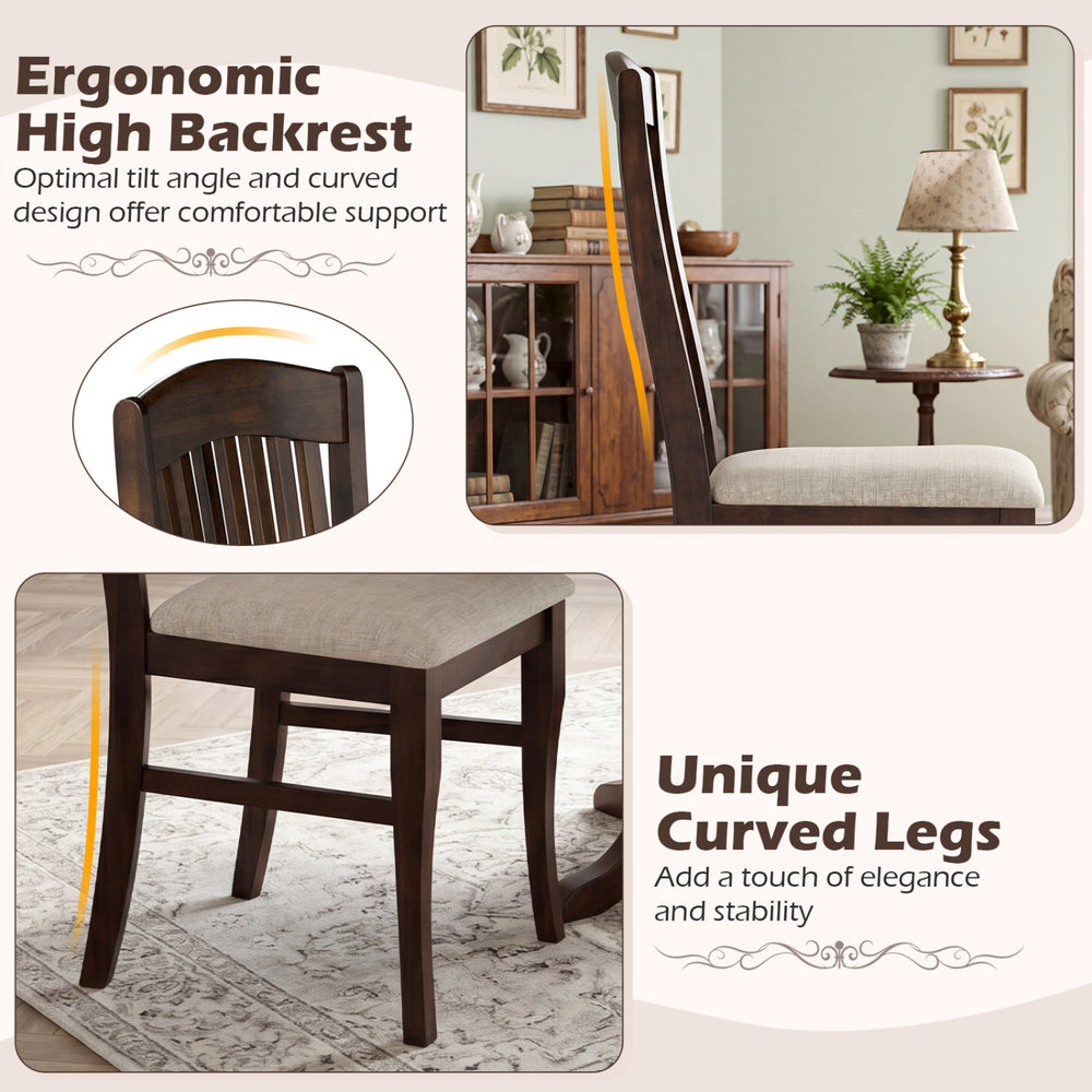 Set of 4 kitchen side chairs with ergonomic high backrest and unique curved legs, perfect for dining or living spaces.