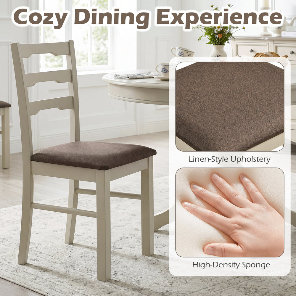Linen-style upholstered dining chair with solid rubber wood frame, perfect for modern farmhouse dining rooms.